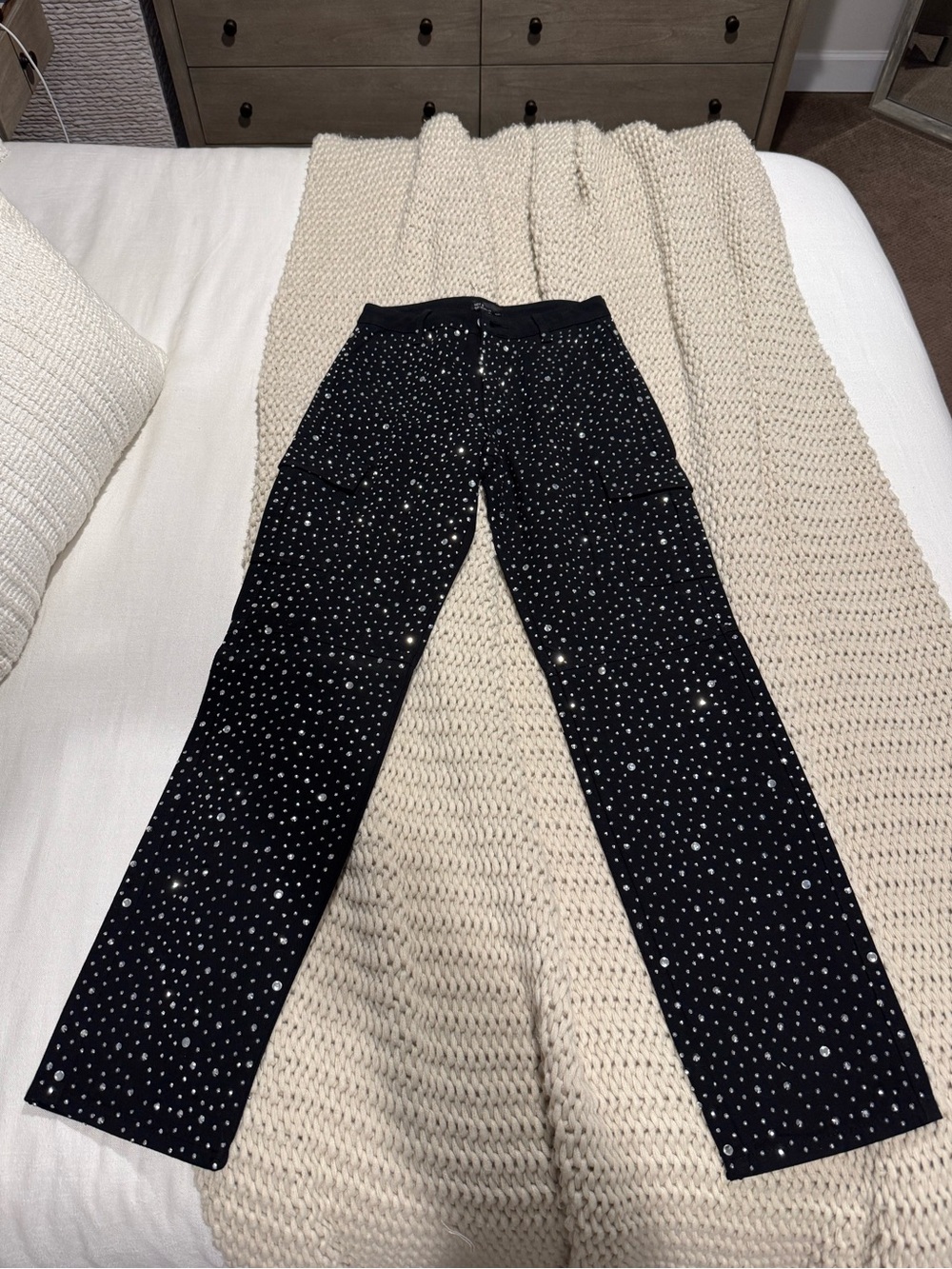 Black Cargo Jeans with Studs